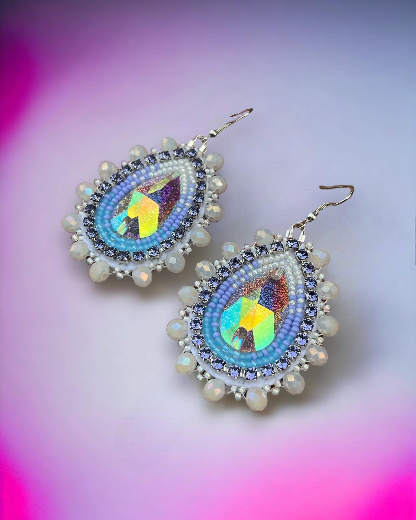 Native beaded earrings with on sale gems